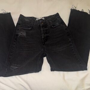 Zara Charcoal Distressed Denim
